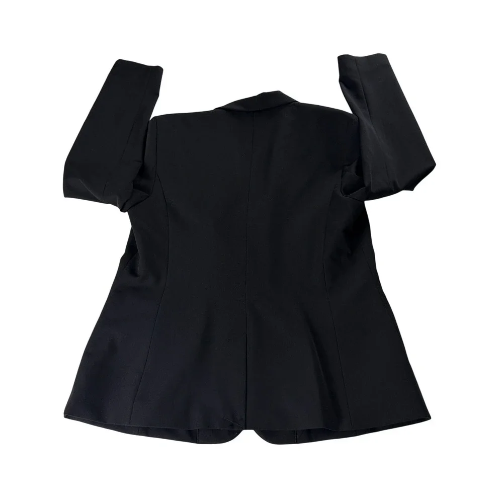 Liz Claiborne Womens Black Single Button Blazer Suit Jacket Size 12 NWT 814-1125